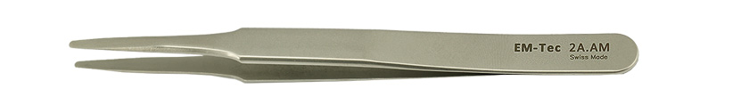 EM-Tec 2A.AM high precision tweezers, style 2A, flat accurate round tips, anti-magnetic stainless steel